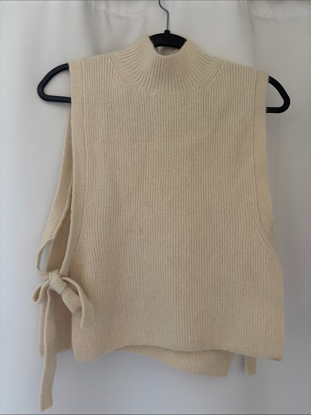 & other stories Sleeveless Cowl-Neck Tie-Side Sweater Vest - Cream